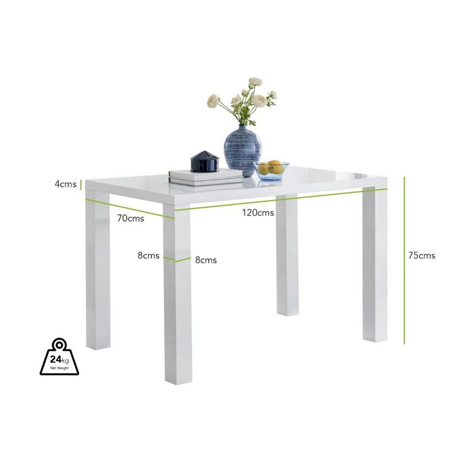 image 1 of Furniturebox Pivero White High Gloss Dining Table (4)