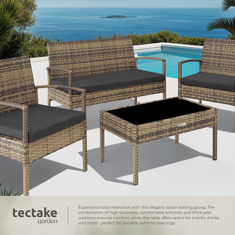 image 1 of Garden Furniture Set Sparta - seats 4, 2 chairs, 1 sofa, and 1 coffee table | Cream | nature | 1