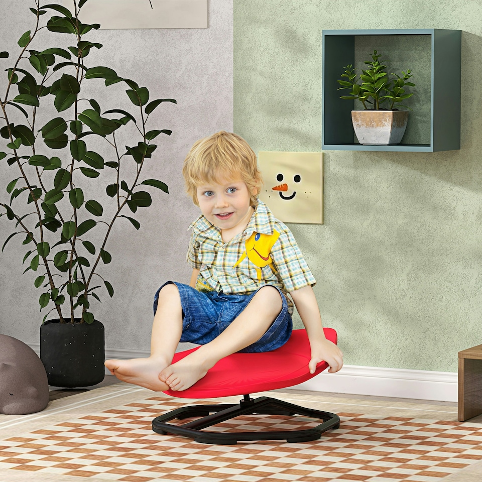 image 1 of AIYAPLAY Sensory Spinning Chair for Kids, for Balance, Coordination, Red