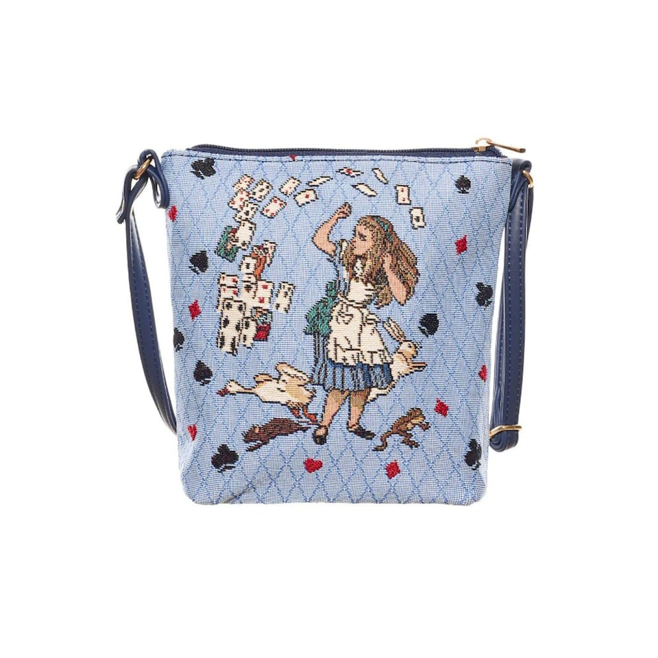image 1 of Signare Crossbody Sling Bag - Alice in Wonderland Nothing But Cards Blue