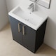 image 3 of Balterley Level Compact Bathroom Cloakroom Vanity Basin Unit with Polymarble Basin, Handles | Black | Satin Soft Black | 840 x 605 x 360mm