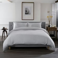St Quentin 100% Cotton Double Gauze Duvet Cover Set - Soft & Breathable Bedding - 180 Thread Count Grey | Grey | Double