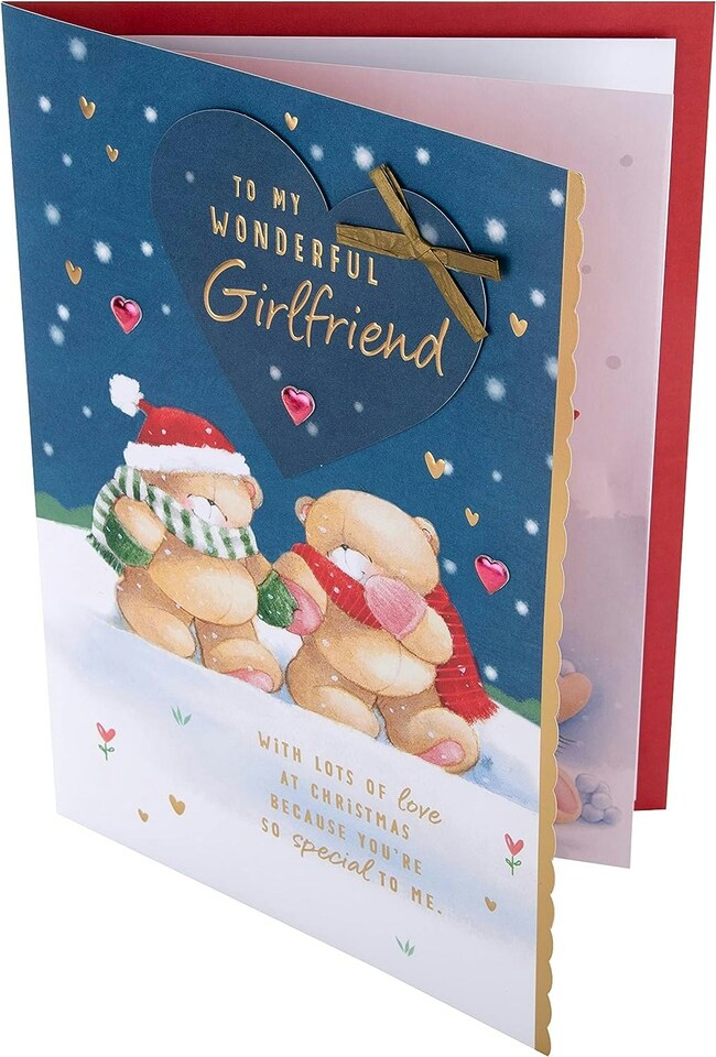 image 1 of Cute Forever Friends Winter Love Design Girlfriend Boxed Christmas Card