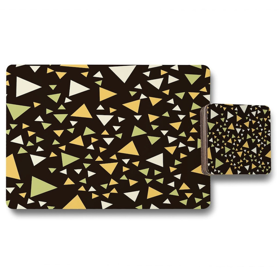 Yellow Green Triangles (Placemat & Coaster Set)