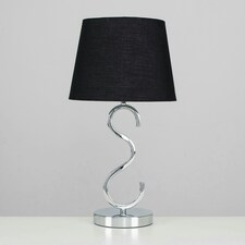 ValueLights Cabonna Silver Touch Table Lamp Black Tapered Shade