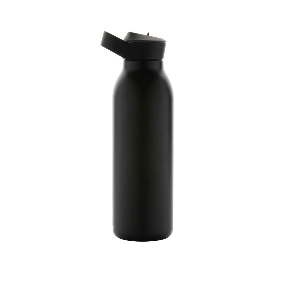 image 1 of Avira Ara Flip Top Recycled Stainless Steel 500ml Water Bottle - Black - One Size | Black | One Size