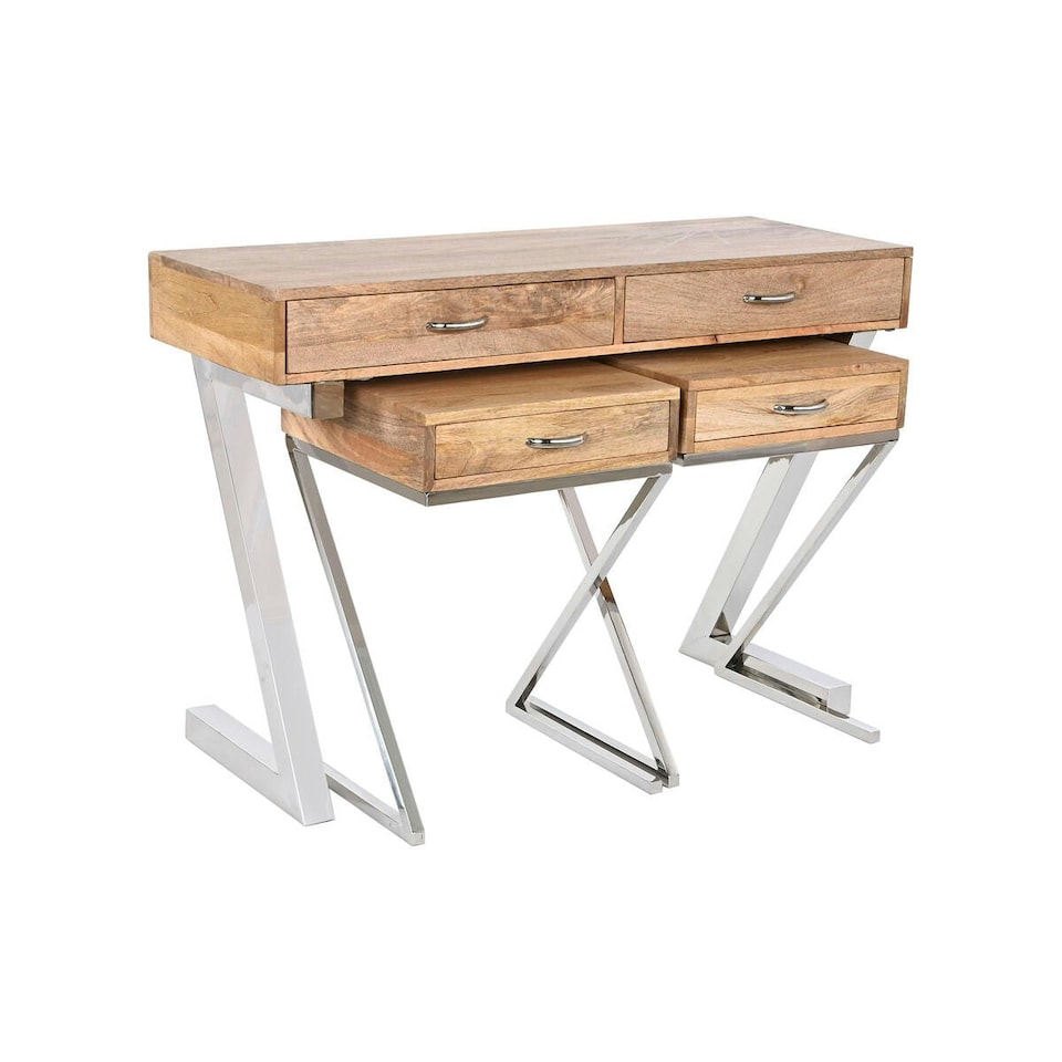 image 1 of Hall Table with Drawers Home ESPRIT Brown Silver Light brown 110 x 40 x 76 cm 110 x 41,5 x 76 cm (3 Pieces) N/A