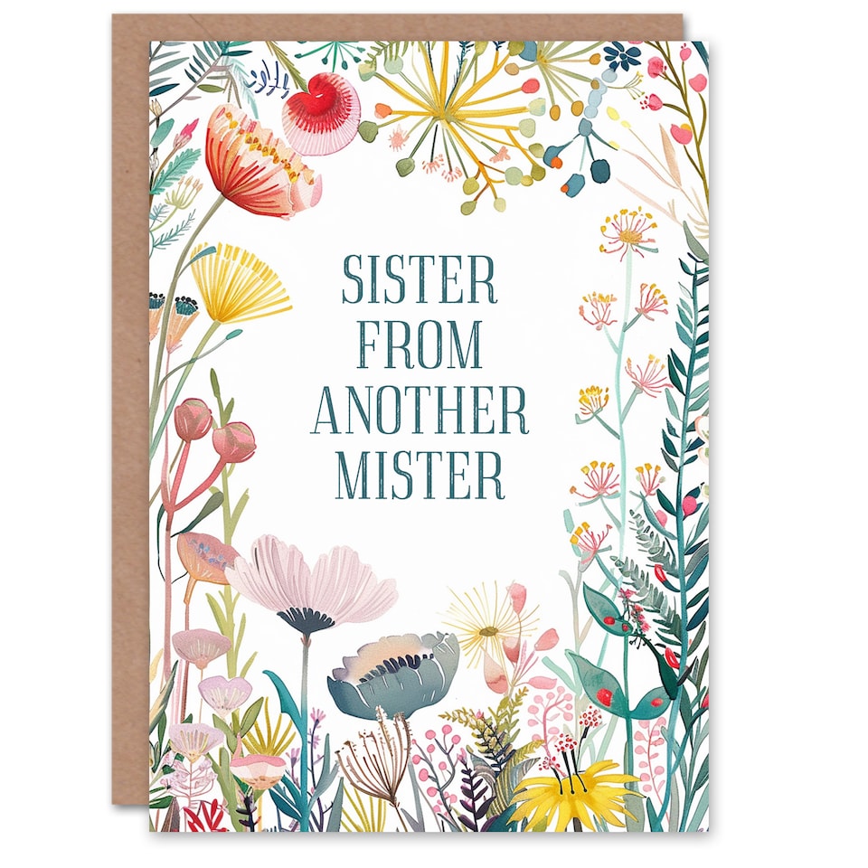 image 1 of Happy Flowers Sister From Another Mister Step Birthday Greeting Card