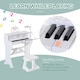 image 3 of HOMCOM 37 Keys Kids Piano Mini Electronic Keyboard Light Kids Musical Instrument Educational Game Children Grand Piano Toy Set w/Stool & Microphone & Music Stand (White) | White
