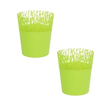 Mini Plastic Flower Planter Pots - 128x113x113 cm | Green | Green & Set of 2 | 2