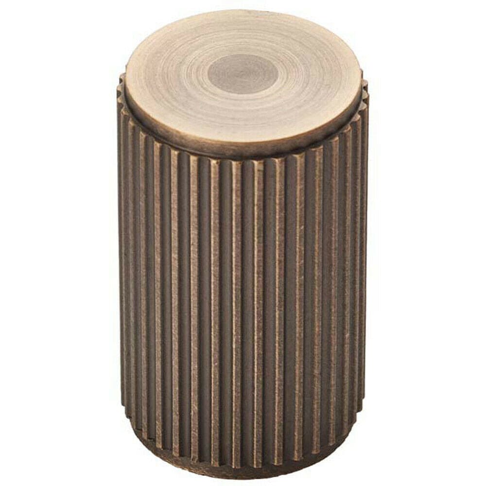 Loops Lined Cylindrical Cupboard Door Knob - 18mm Dia - Antique Brass Cabinet Handle in Metallics