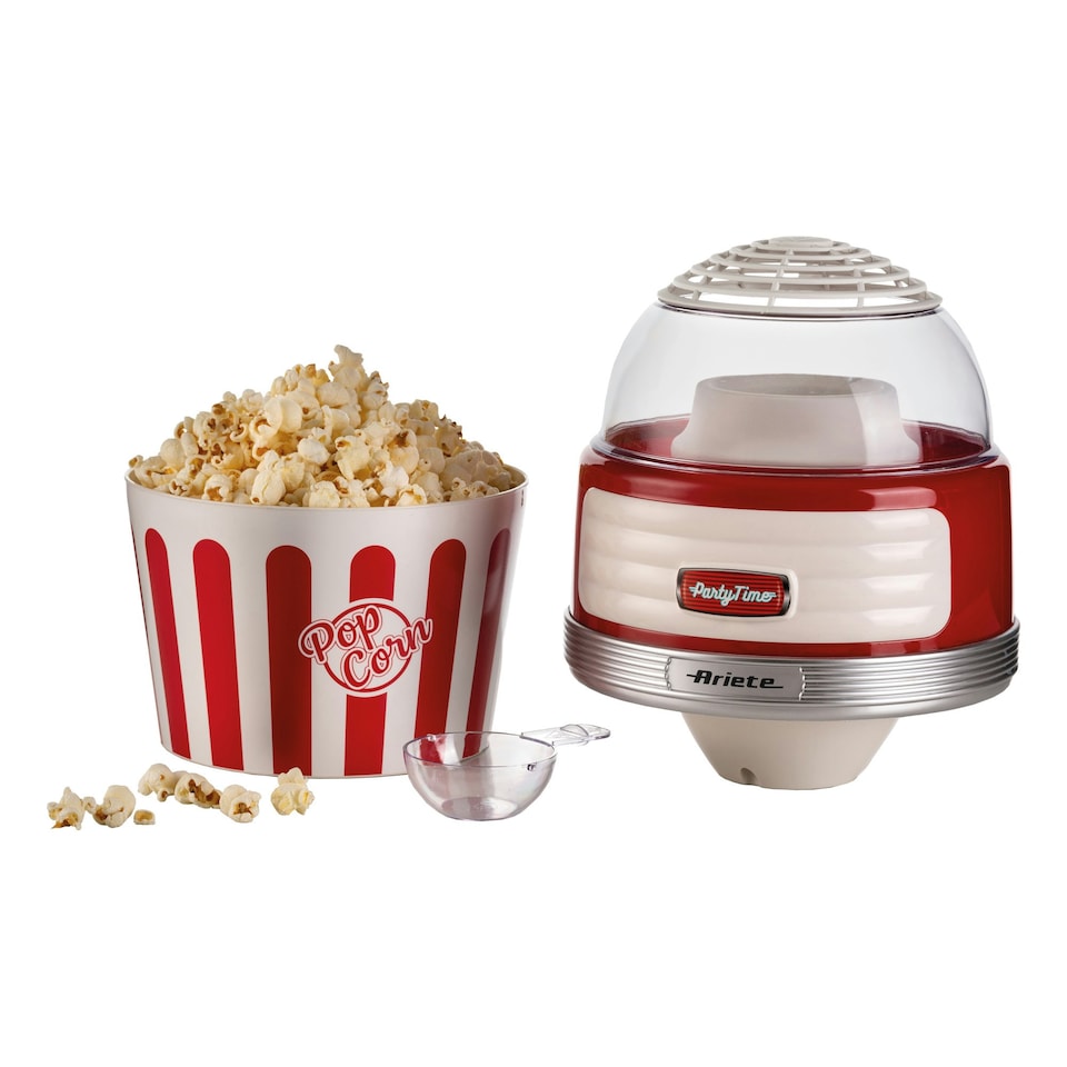 image 1 of Ariete 2957 Retro Style Popcorn Maker with Serving Bowl, Red