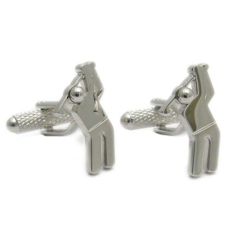 image 1 of Golfer Cufflinks - Onyx Art CK182 Golf Player Novelty Cuffs