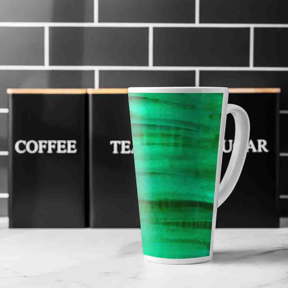 image 1 of Green Watercolour Strokes Latte Mug
