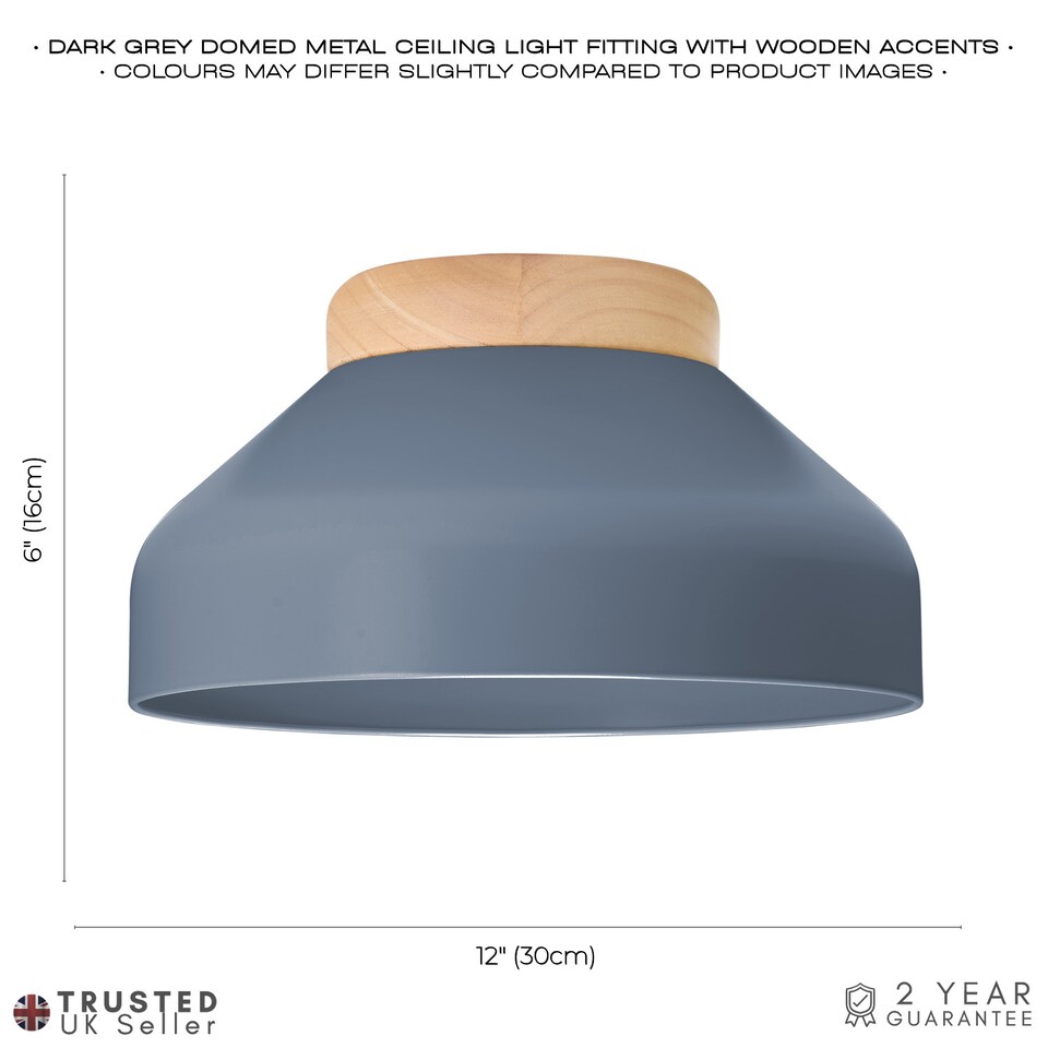 image 1 of Contemporary Scandinavian Designed Semi Flush Ceiling Light in Charcoal Grey | Grey