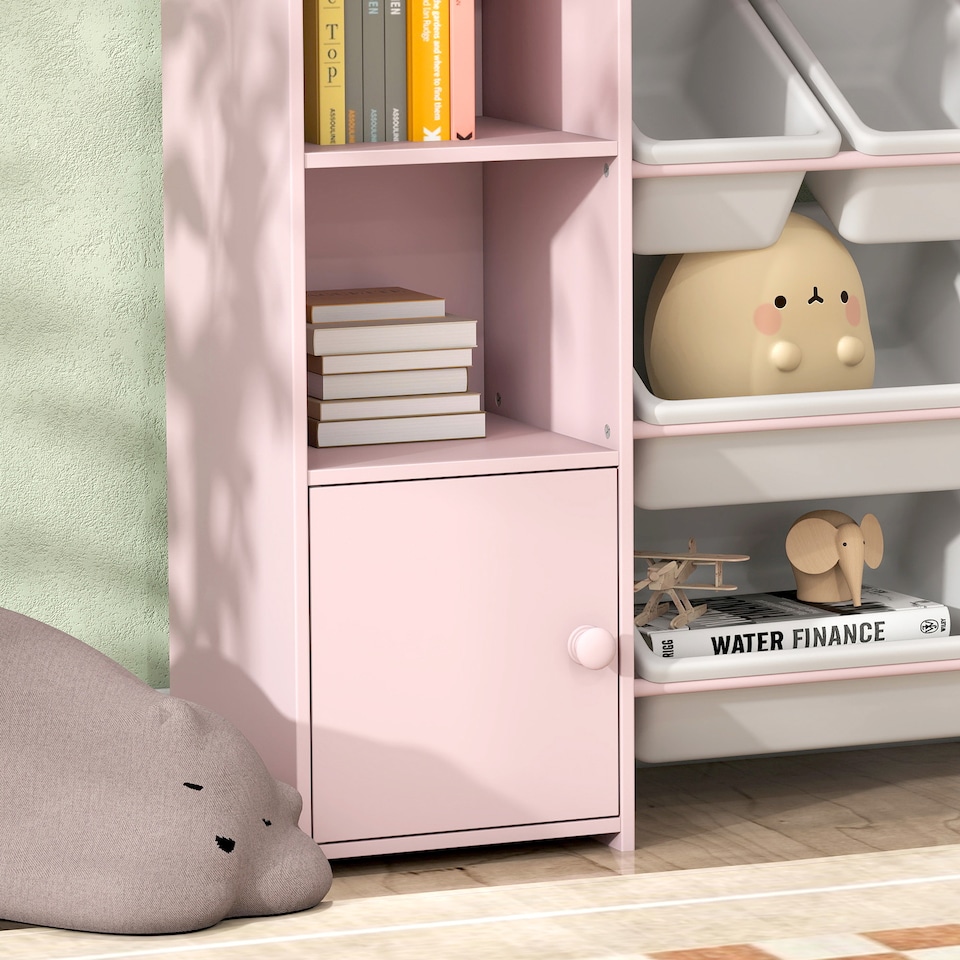 image 1 of AIYAPLAY Kids Toy Storage Organiser with 8 Removable Storage Bins, Pink