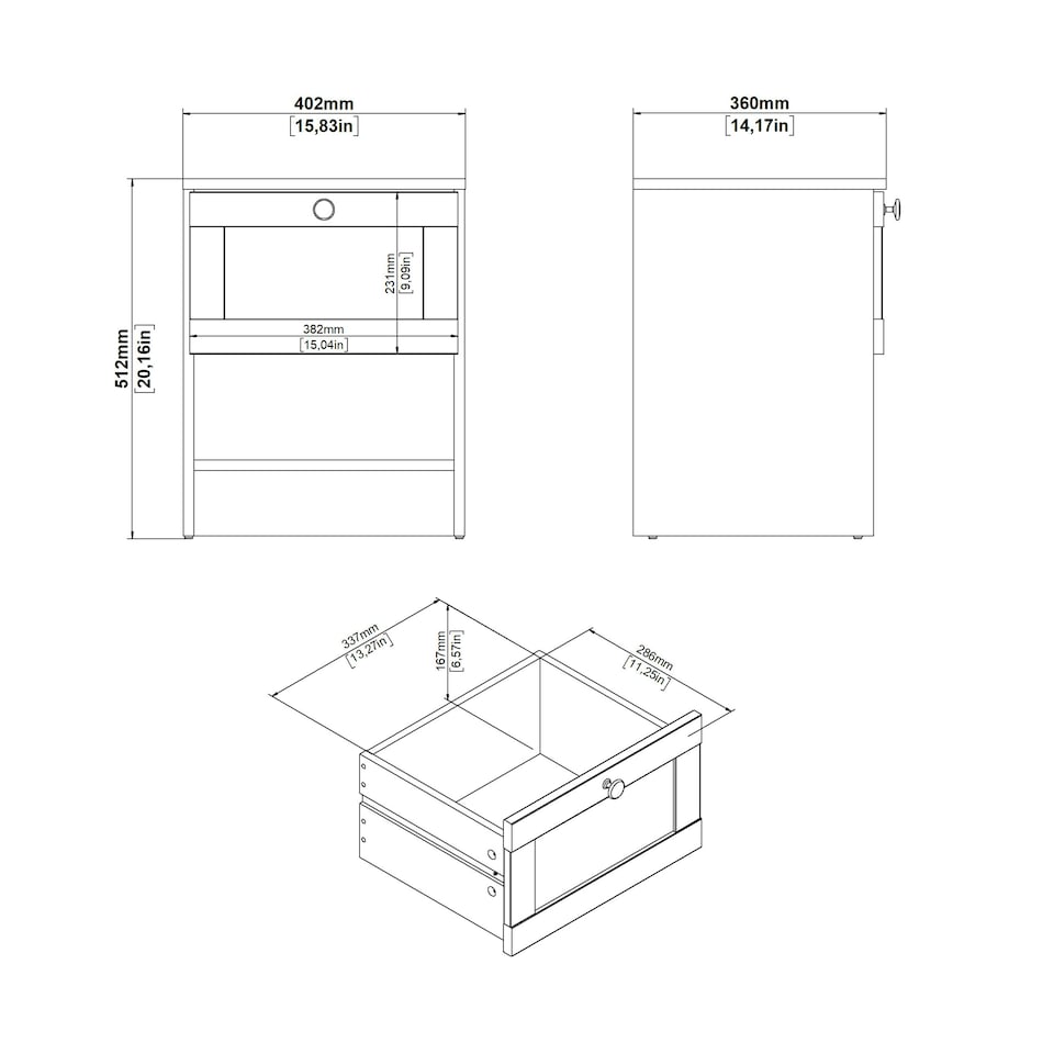 image 1 of Brande Nightstand with1 Frame Drawer in White White