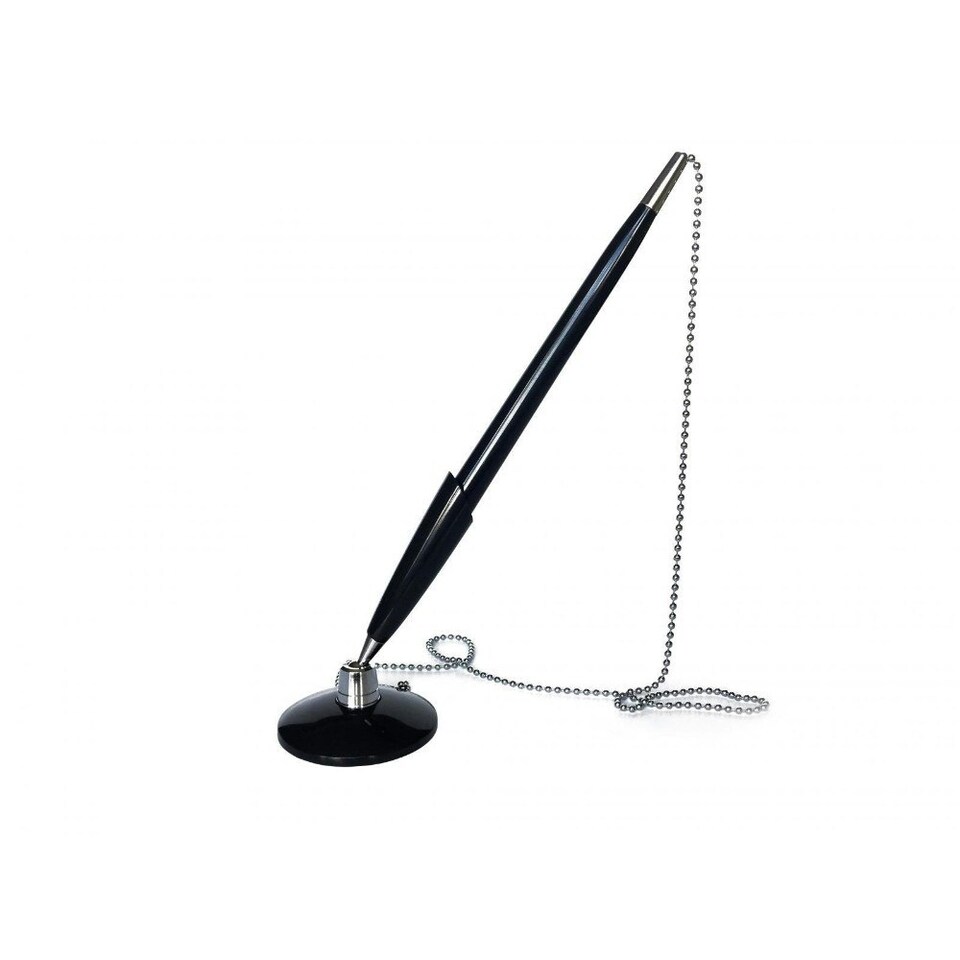 image 1 of Pack of 24 Slim Black Reception Counter Pens on Chain