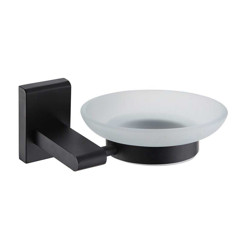 image 1 of Showerdrape Unity Black Stainless Steel Wall Mounted Frosted Glass Soap Dish | Multi | 1