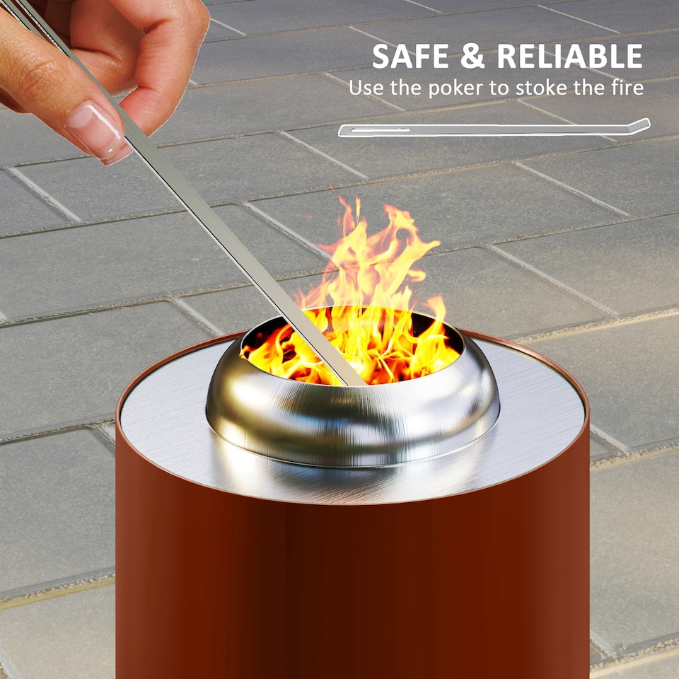 image 1 of Outsunny Stainless Steel Smokeless Wood Burning Firepit Garden Fire Pit