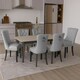 image 3 of Grey Set of Six Studded Velvet Dining Chair with Ring Knocker Detail Grey | Dark Grey