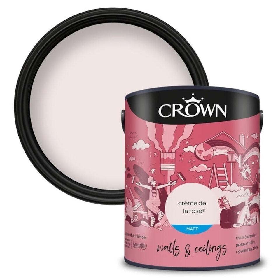 image 1 of Crown Matt Emulsion Creme De La Rose 5L