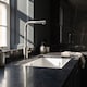 image 2 of Balterley Modern L-Neck Single Lever Kitchen Sink Mixer Tap - Top Fix Installation | Grey | Brushed Steel | 1