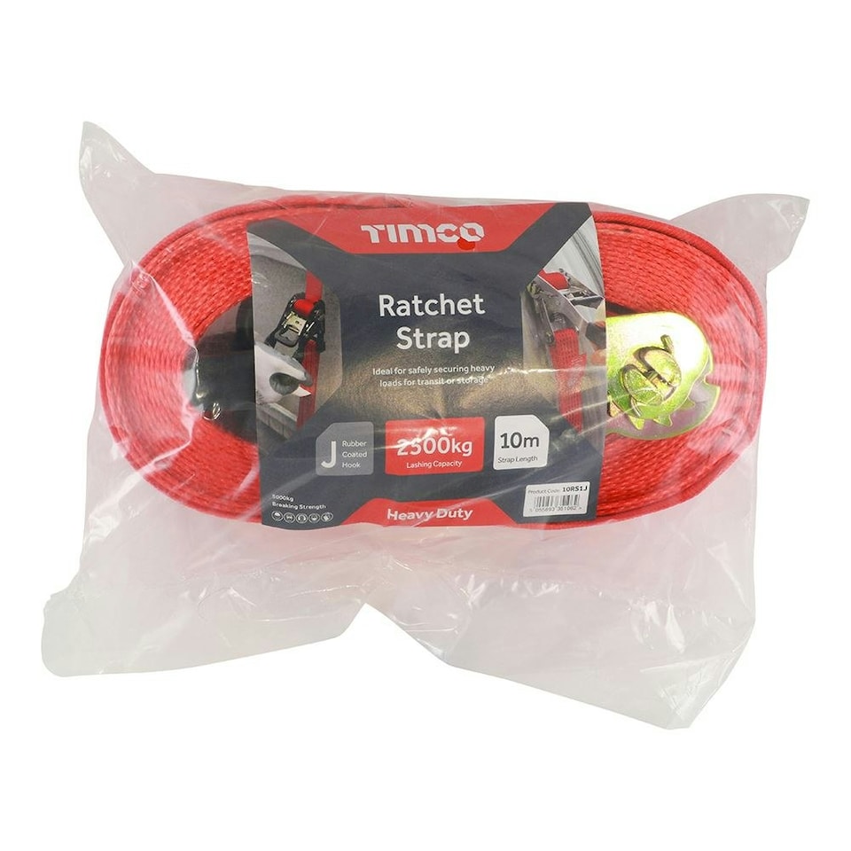 image 1 of Timco - Ratchet Strap - J Hook - Heavy Duty (Size 10m x 50mm - 1 Each)