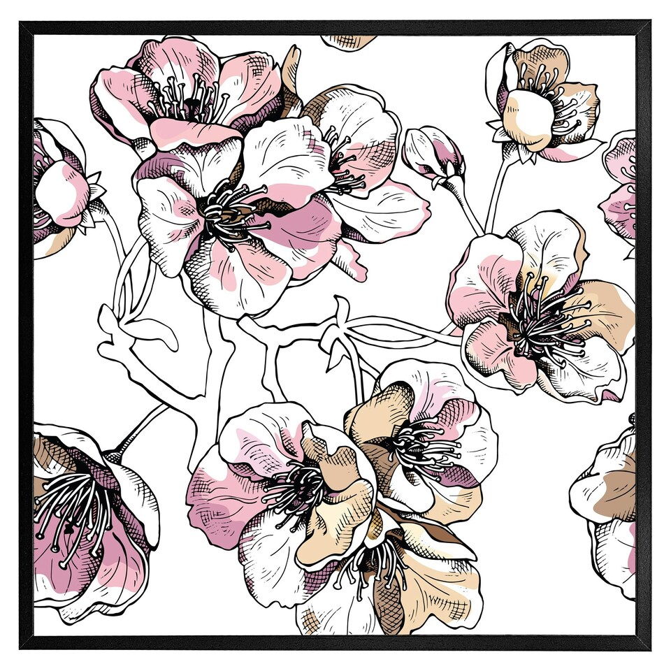 image 1 of Flower illustration (Picture Frame) Brown | Oak | M