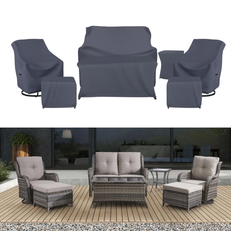image 1 of Covers and all 7-Piece Patio Furniture Covers for WFSBT Sofa Seating Group Water-Repellent UV-Resistant Polyester, 32 in W x 35 in D x 35 in H x 26