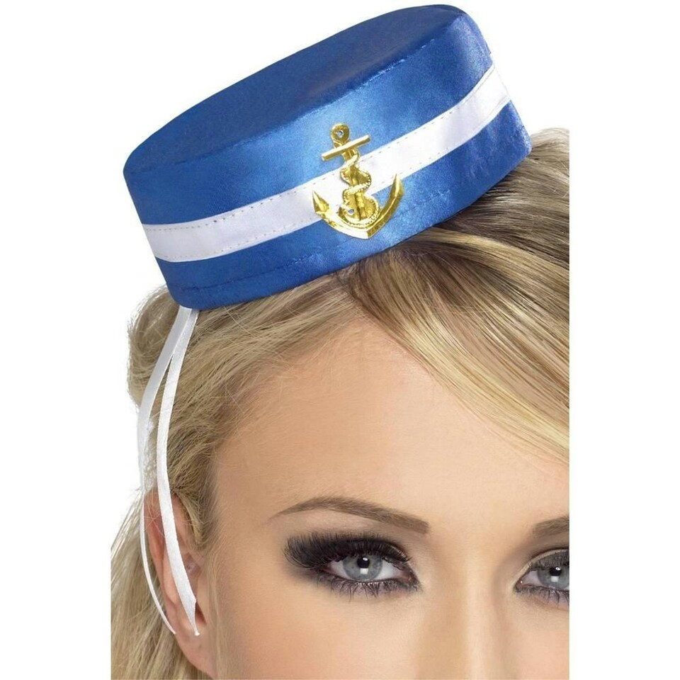image 1 of Fever Womens/Ladies Sailor Costume Hat - Blue/White - One Size