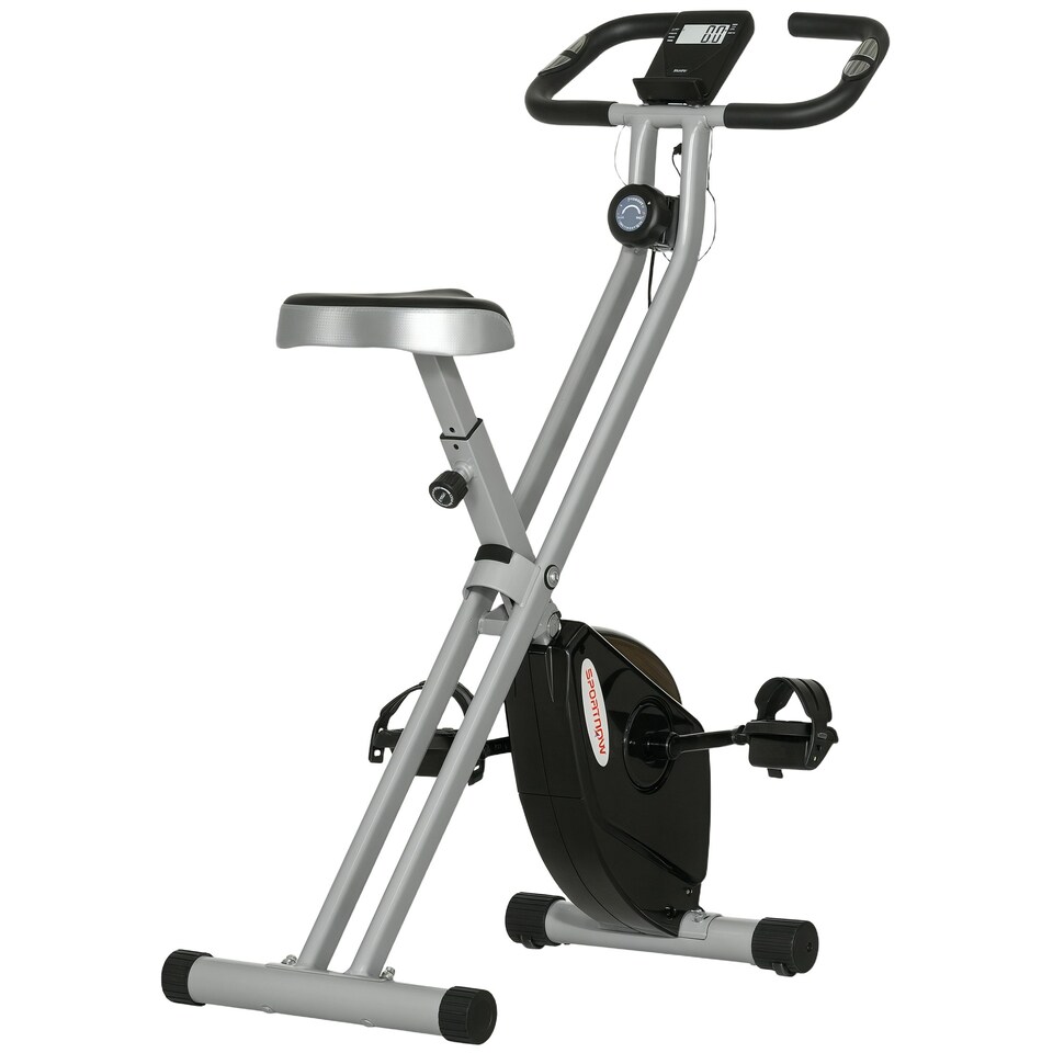 image 1 of SPORTNOW Folding Exercise Bike with Heart-Rate Sensor for Home Use, Black/Grey