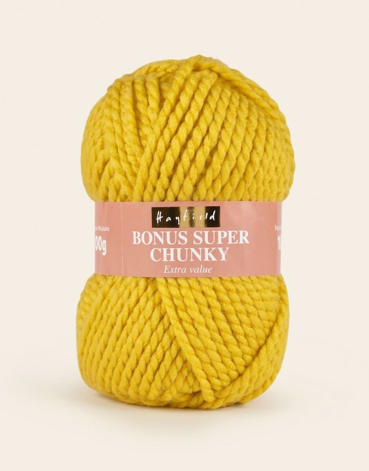 Hayfield Yellow Bonus Super Chunky Yarn (Value Pack 10 x 100g Balls) For Crochet, Knitting - 82m per ball