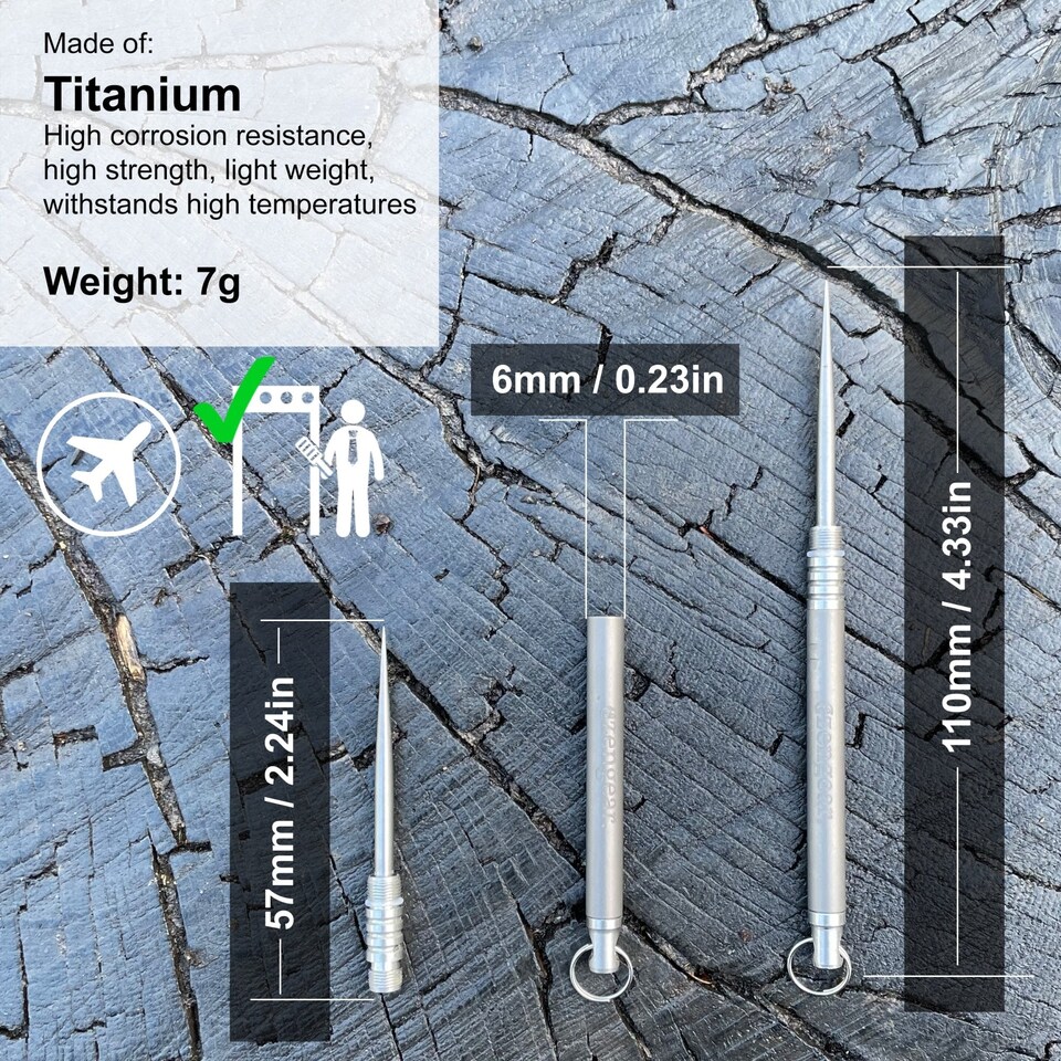 image 1 of aZengear Titanium Toothpick EDC and Keyring - Portable, Reusable for Travel