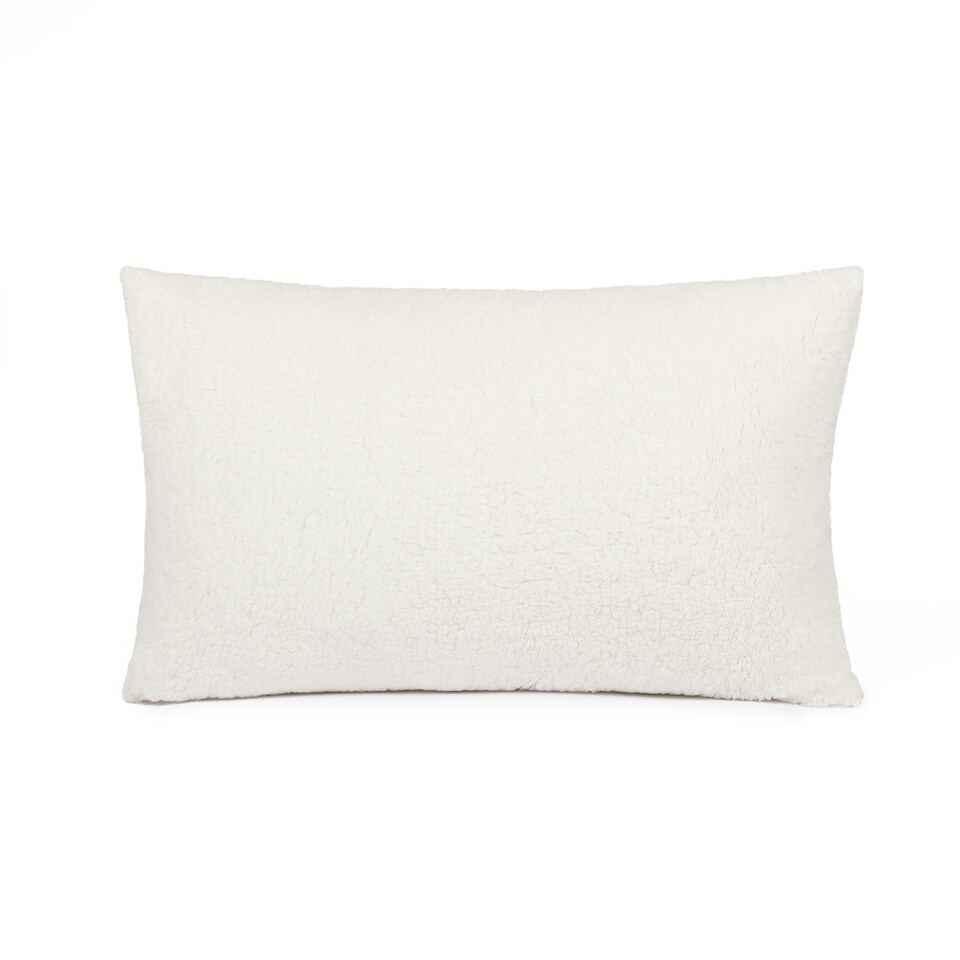 OHS Soft Teddy Fleece Filled Bed Pillow, 45x75cm Cream Tesco Groceries