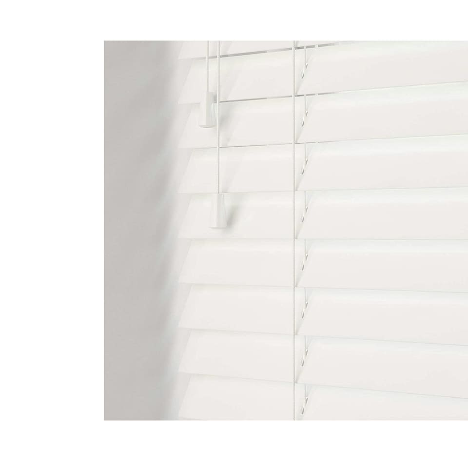 image 1 of 225cm Ultra White Gloss Wooden Venetian Blinds With Strings (130cm drop) | White | White