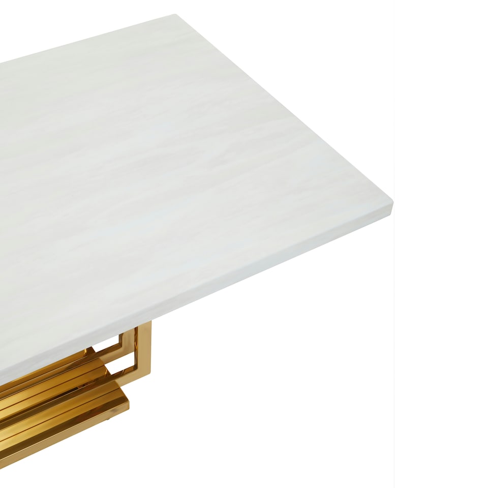 image 1 of Interiors by Premier Ivory White Marble Coffee Table With Gold Finished Frame Gold