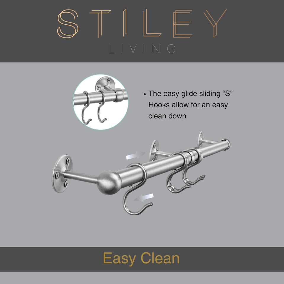 image 1 of Stiley Living Kitchen Utensil Rail, Wall Mounted Storage with S Hooks
