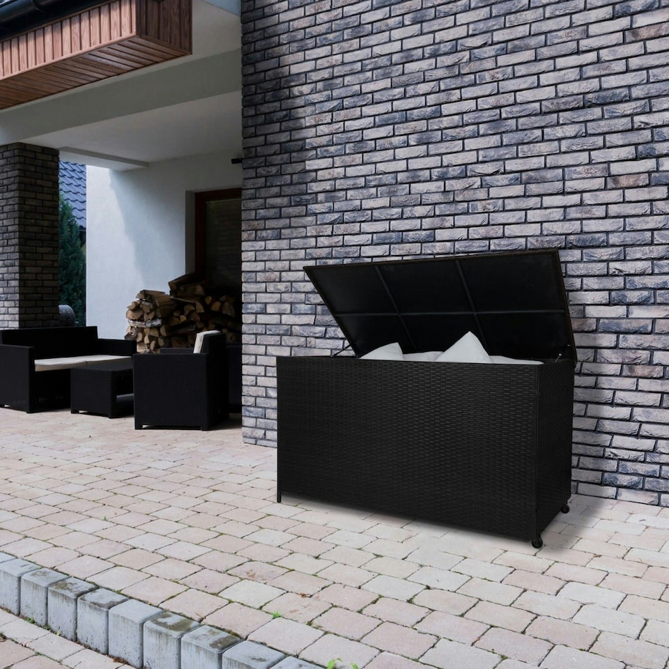 image 1 of Rattan Cushion Storage Box - Black