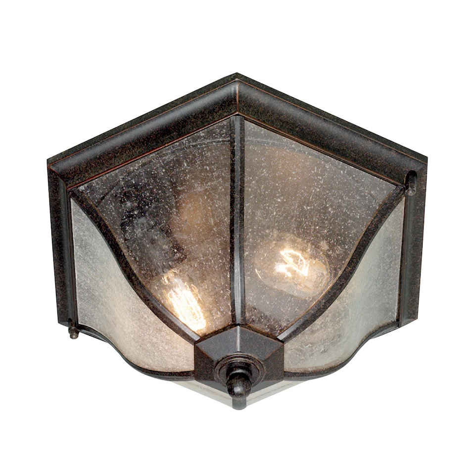 New England 2 Light Medium Outdoor Flush Ceiling Lantern Weathered Bronze IP44, E27