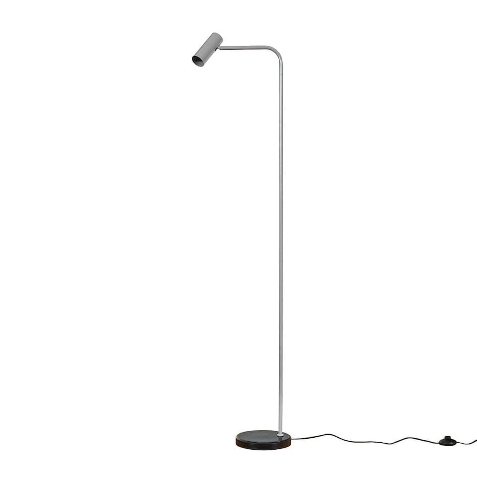 image 1 of ValueLights Selbourne Modern Cool Grey and Black GU10 Angled Floor Lamp with Black Marble Base - Includes 5W LED Bulb 3000K
