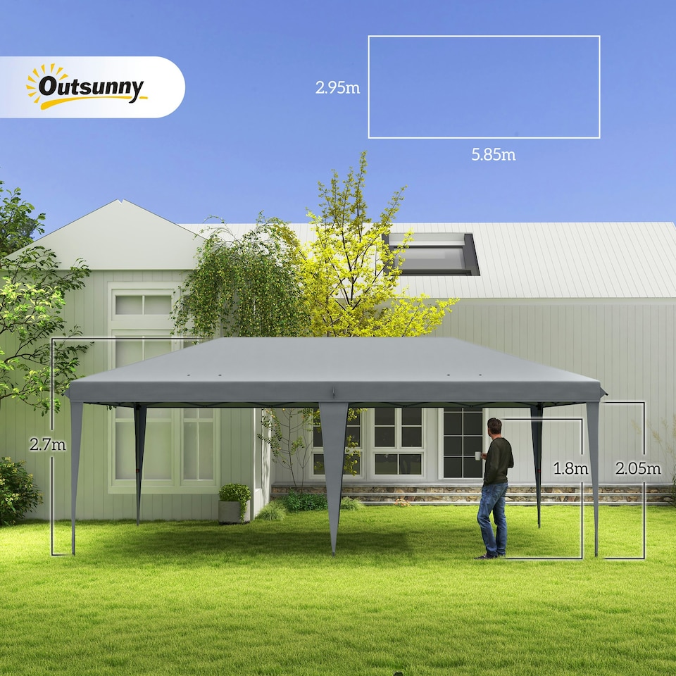 image 1 of Outsunny 3 x 6 m Pop Up Gazebo Patio Party Event Heavy Duty Canopy Black