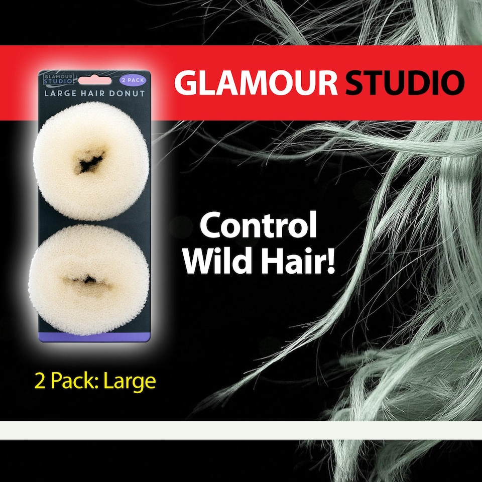 image 1 of PMS Large Cream Hair Donuts - Mesh Bun Makers, 2 Pack