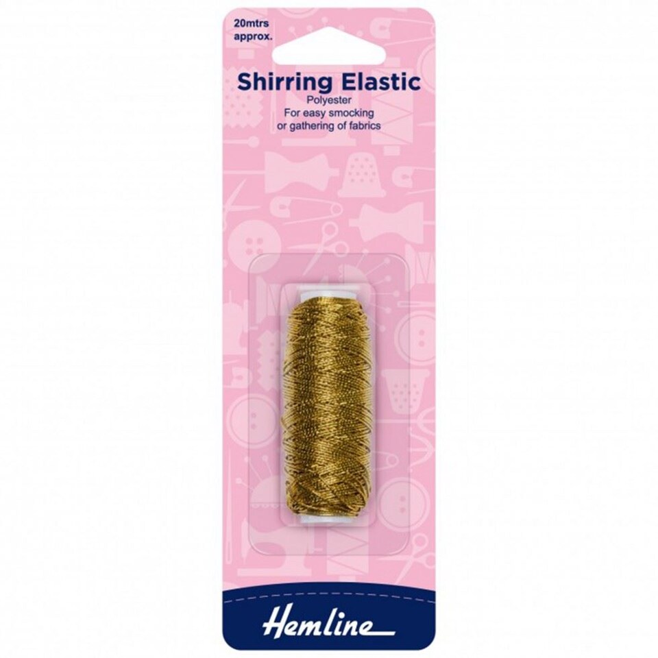 Hemline Gold Metallic Shirring Elastic For Dressmaking - 20m Spool - each