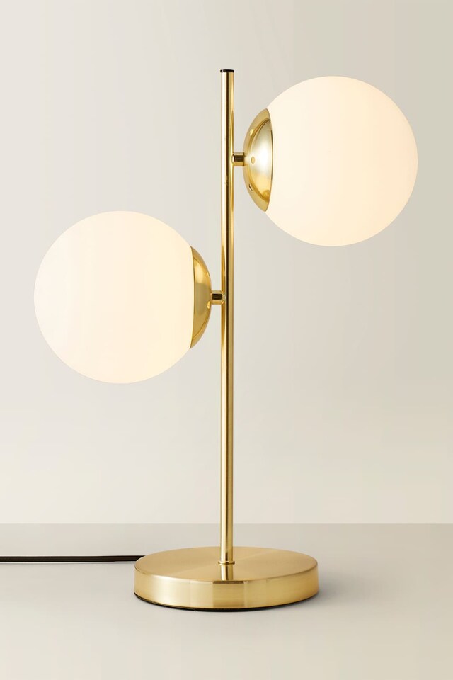image 1 of ValueLights Jas Gold Metal Table Lamp White Frosted Glass Shades
