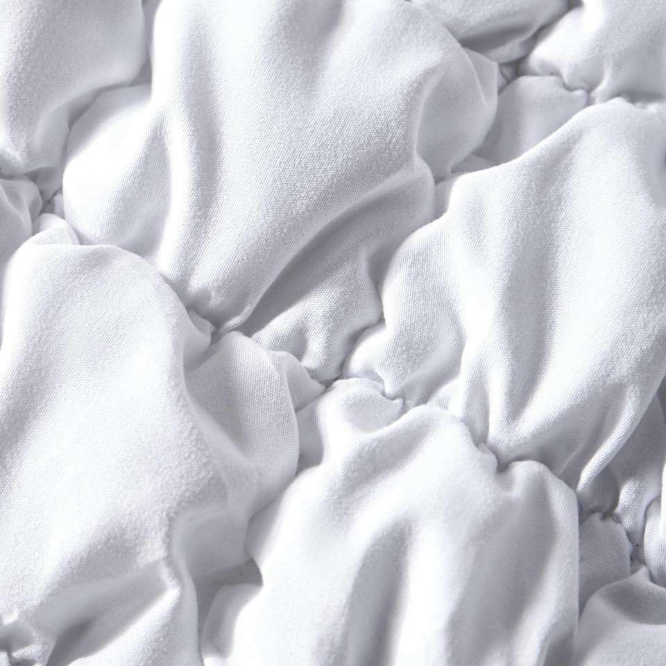image 1 of OHS Soft Quilted Seersucker Duvet Cover Set White | White | Double