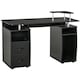 image 2 of HOMCOM Computer Desk Office PC Table Workstation with Keyboard Tray, CPU Shelf, Drawers, Sliding Scanner Shelf, Black