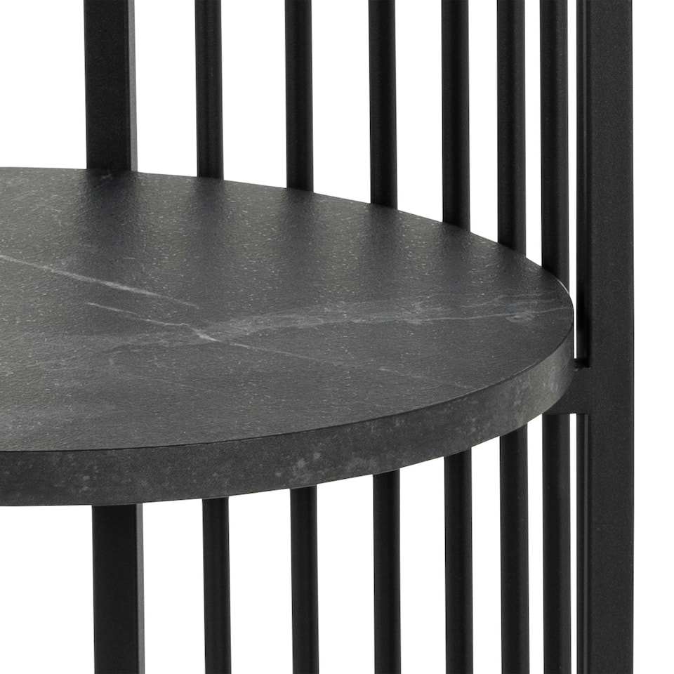 image 1 of Strington Round Bedside Table 1 Shelf in Matt Black Black