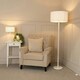 image 2 of ValueLights Charlie White Table Lamp Grey Shade