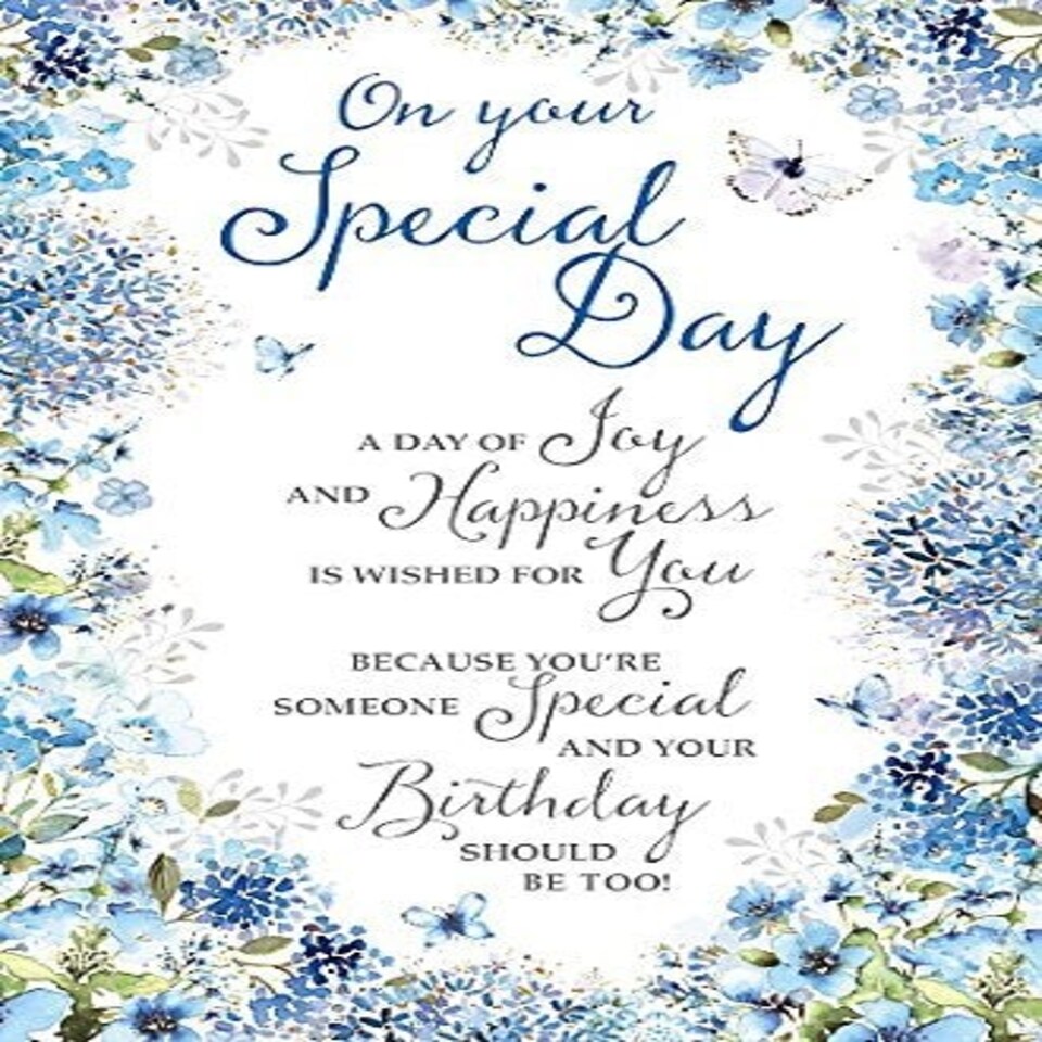 image 1 of Birthday Blue Butterflies Lovely Verse New Wishing Well Studios Greetings Card